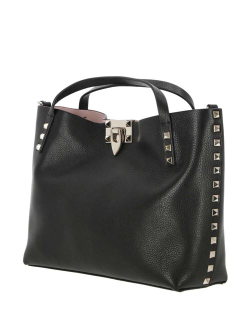 black/rose pink calf leather grained texture gold-tone Rockstud Valentino Garavani | 4W2B0K11VSN44A